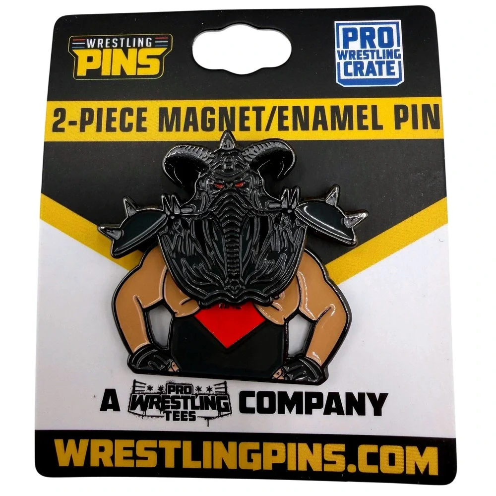 Vader Pro Wrestling Crate 2-Piece Magnet Enamel Pin Mask Set WrestlingPins NEW